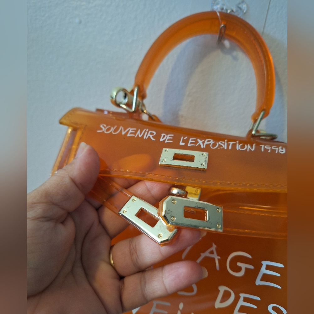 Orange Letter Jelly Purse Cute Clear Bag PVC Cross-body Handbags - Picture 5 of 10